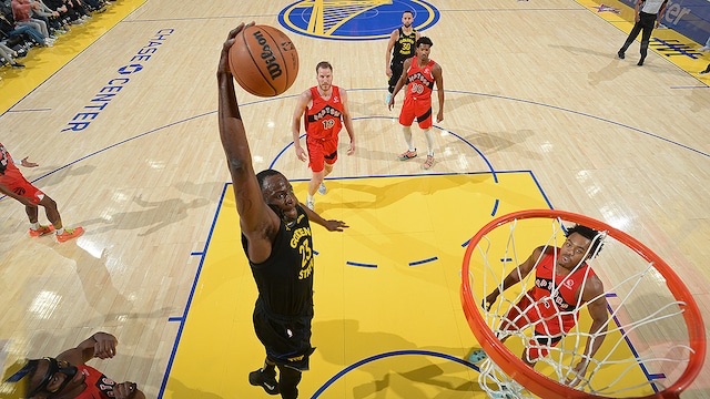 Draymond Green scored 21 points, and Jimmy Butler recorded a triple-double to help the Warriors beat the Raptors.